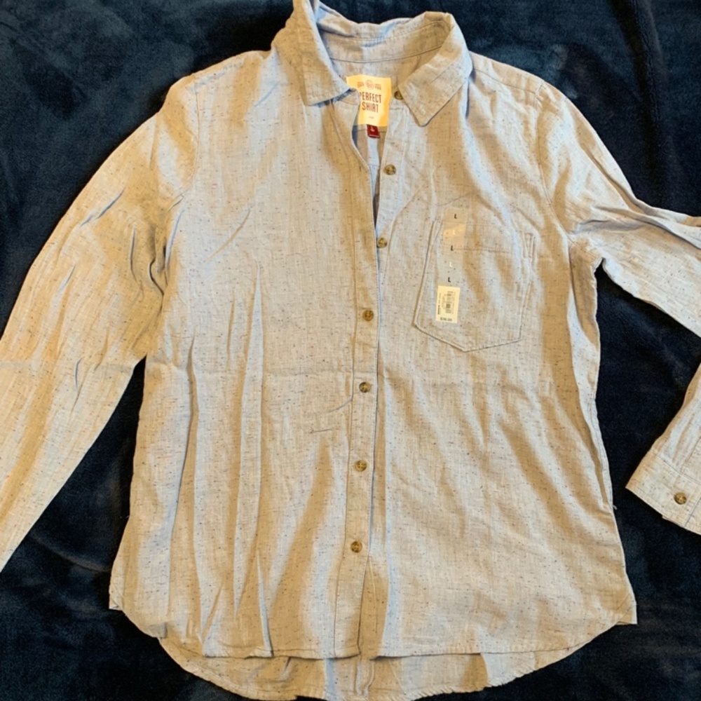 Denim-look button up